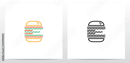 Cheese Burger Letter Logo Design E