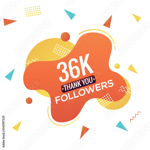 36k followers, social sites post, greeting card vector illustration. 36000 Followers Social Media Online Illustration Label Vector
