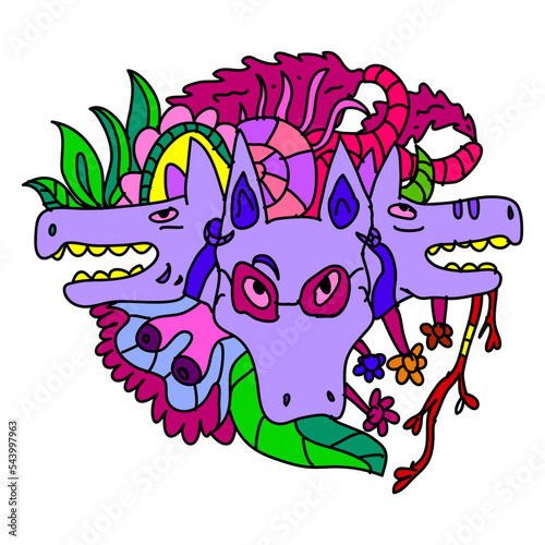 illustration vector graphic of 3 wolf head with colorful style,good for your project maybe can use on background and other.