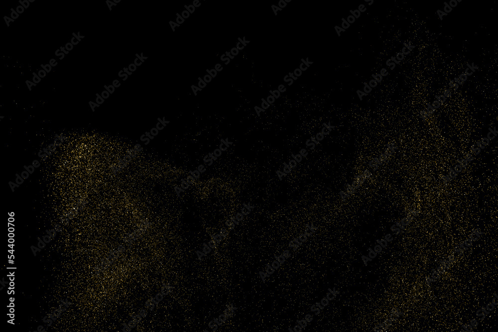 Gold Glitter Texture Isolated on Black Background. Golden stardust ...