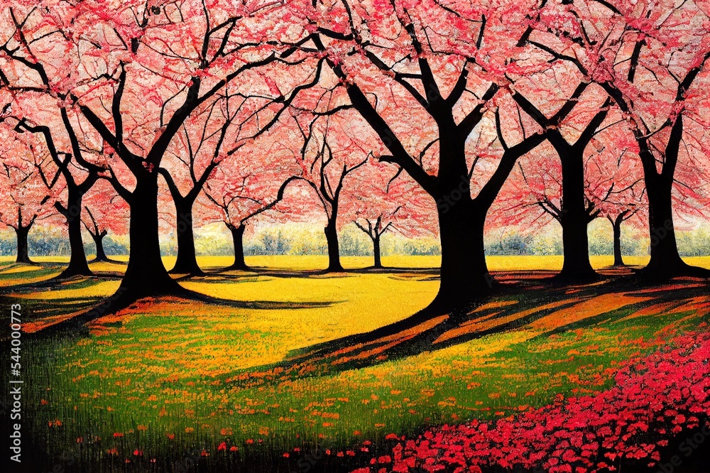 Four seasons with japanese cherry trees in Hurd Park, Dover, New Jersey Four seasons with japanese cherry trees in Hurd Park, Dover, New Jersey