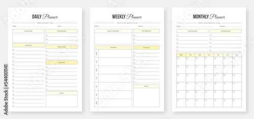 Daily, Weekly, Monthly Planner Template. Minimalist planner template. Productivity Planner Template. Organizer & Schedule Planner. Planner Bundle Design. Planner Collection Set. Modern planner design.