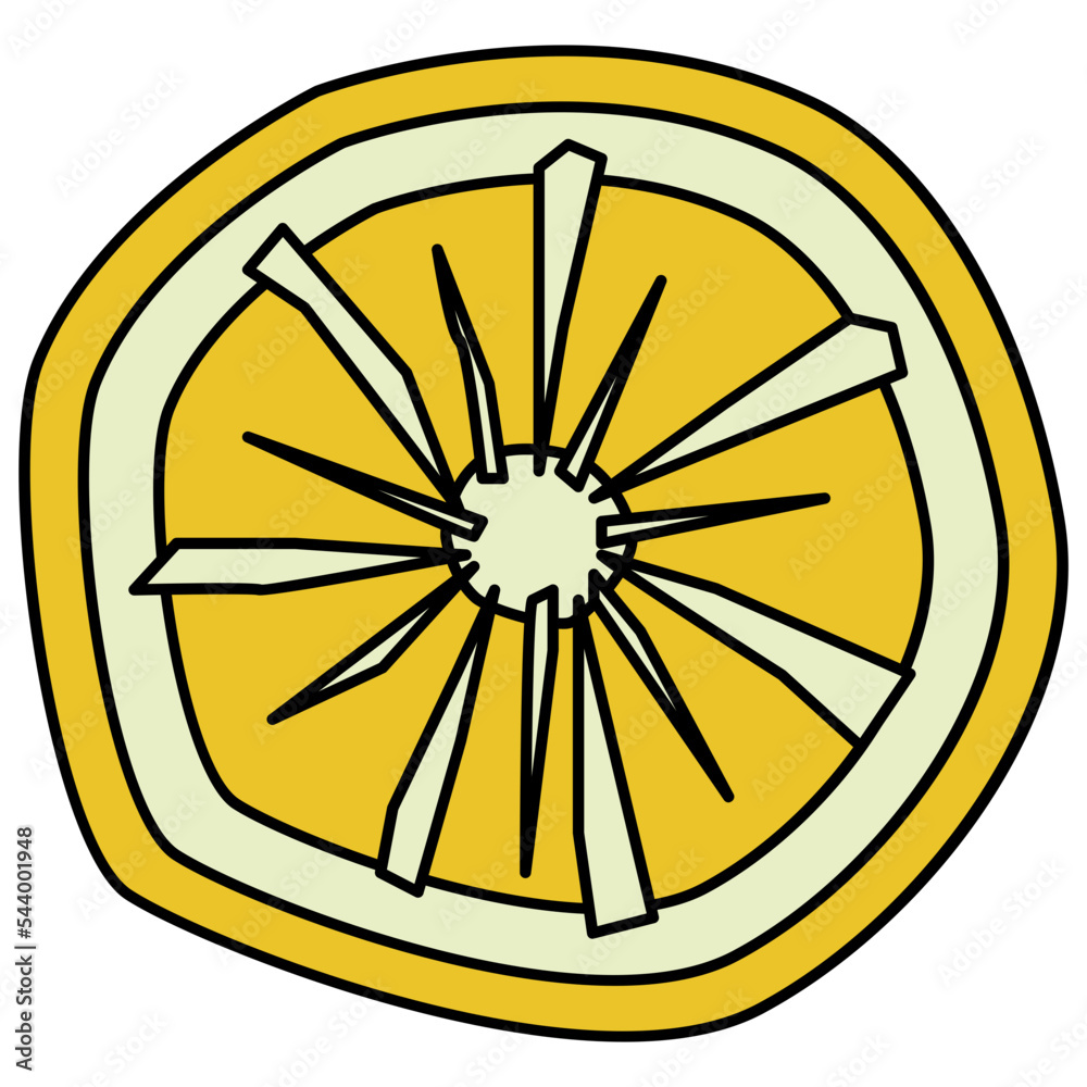 Sliced lemon vector illustration in line filled design Sliced lemon vector illustration in line filled design