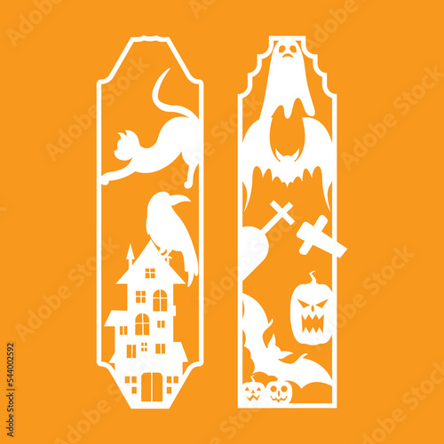 Laser cut panel set with halloween bookmark design,