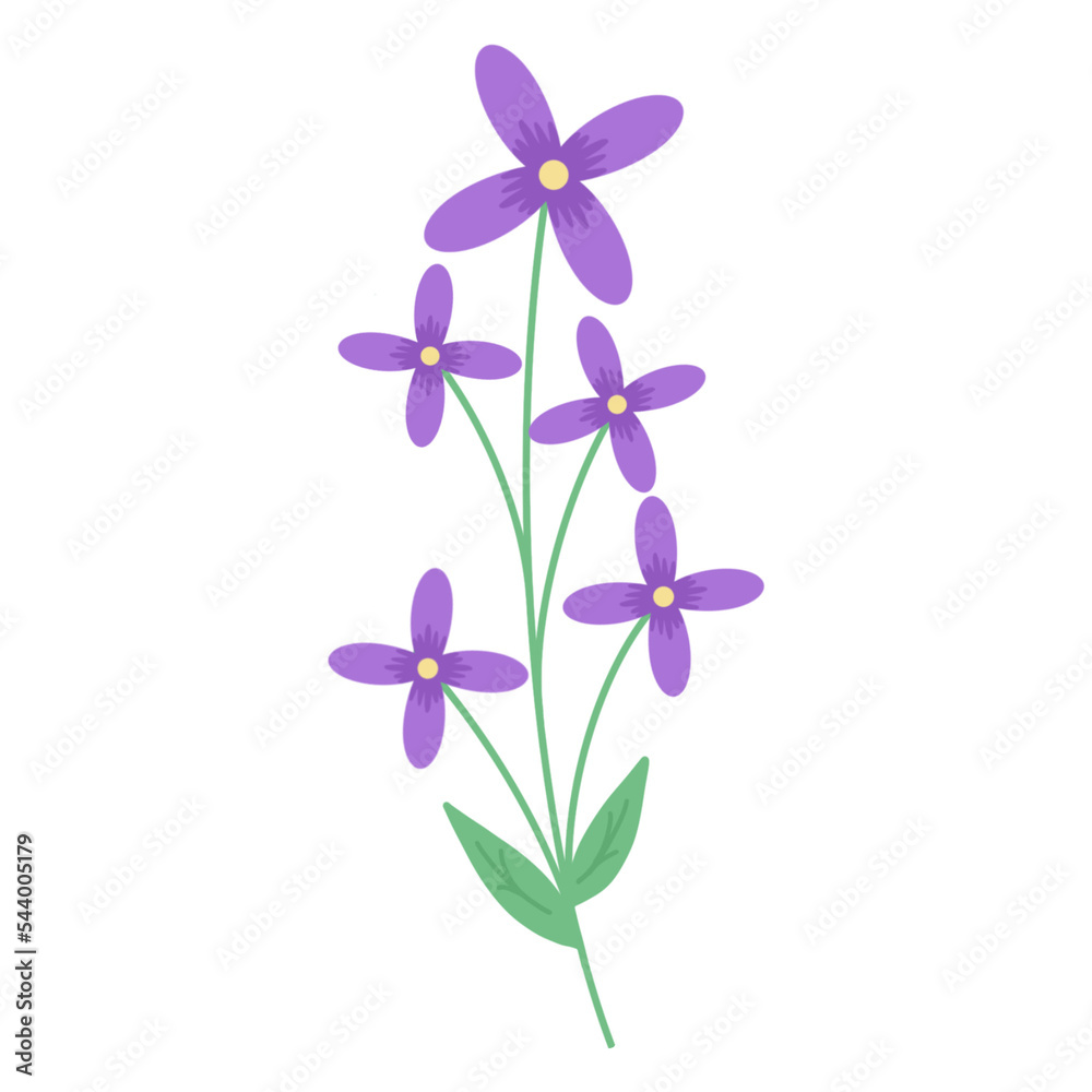 Purple Flower Branch Illustration