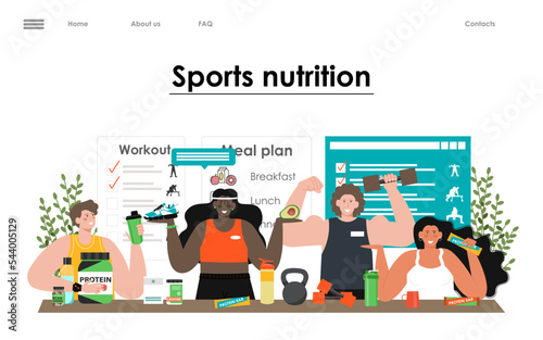 Sports nutrition vector food and fitness training