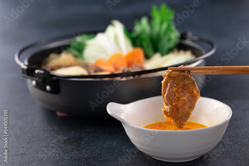 すき焼き　箸上げ　sukiyaki