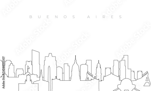 Outline Buenos Aires skyline. Trendy template with Buenos Aires buildings and landmarks in line style. Stock vector design.