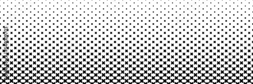 horizontal black halftone of cross or plus sign design for pattern and background.