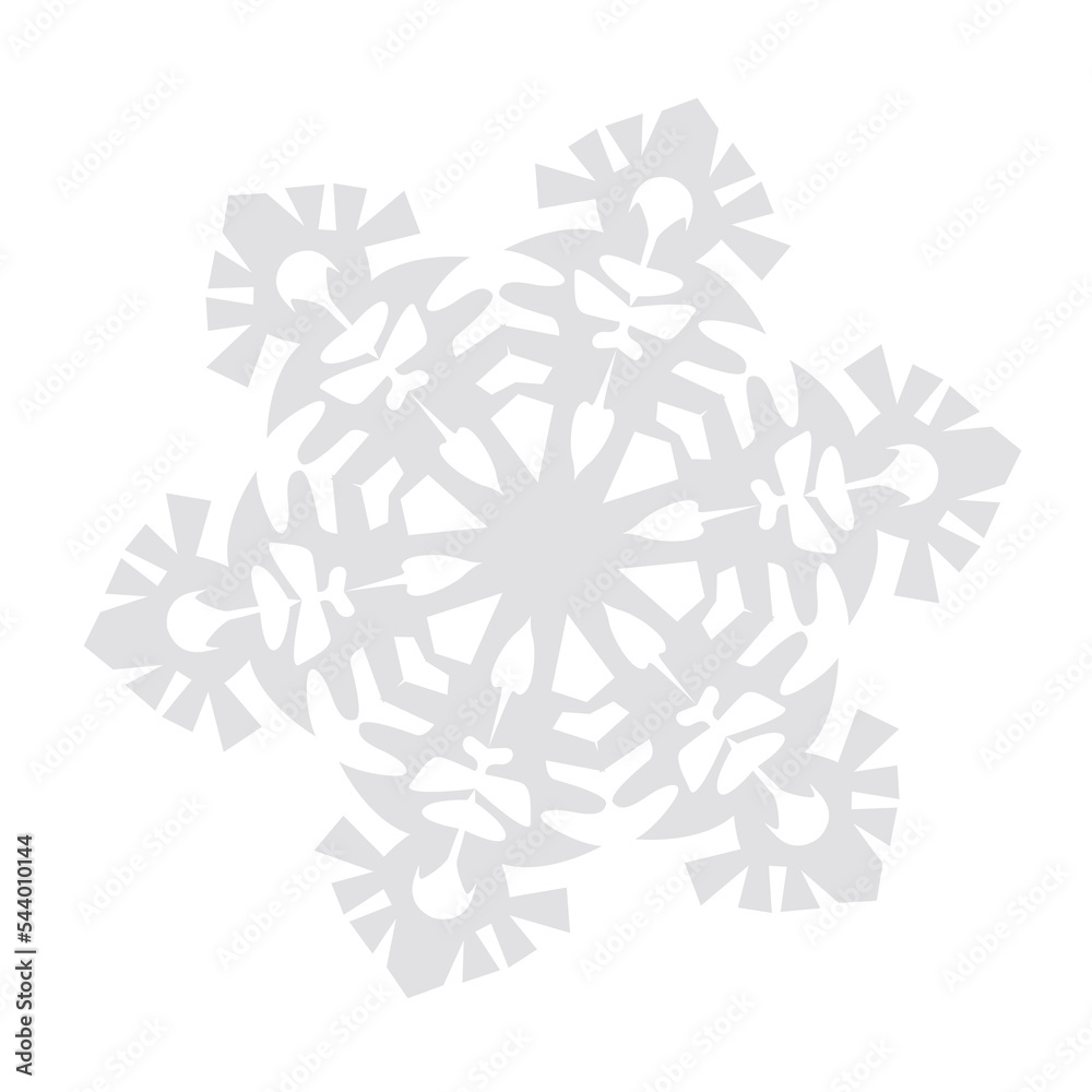 Snowflake vector graphics on a white background cut out of paper , 6 rays. Snowflake vector graphics on a white background cut out of paper , 6 rays.