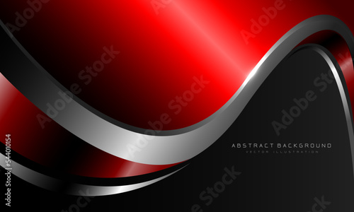 Abstract red metallic curve with silver line on dark grey design modern luxury futuristic background vector