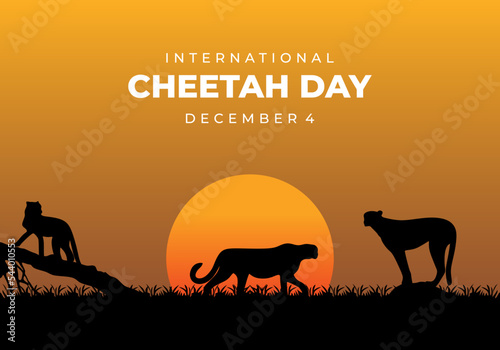 International cheetah day background celebrated on december 4th.