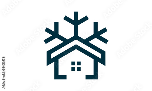 house with snow logo template