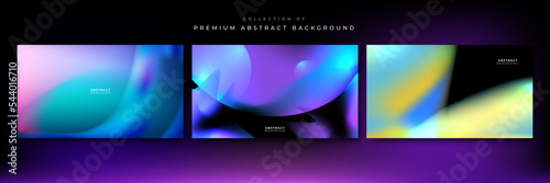 Set of blue pink blur abstract background with gradient fluid liquid blur blurred gradient texture.