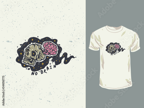 Cartoon skull with no brain vintage illustration