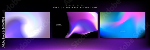 Blurred fluid liquid aurora gradient background with modern abstract technology futuristic neon hologram color patterns. Templates for brochure, poster, banner, flyer and card. Vector illustration.
