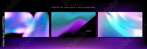 Blurred fluid liquid aurora gradient background with modern abstract technology futuristic neon hologram color patterns. Templates for brochure, poster, banner, flyer and card. Vector illustration.