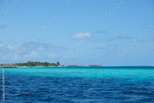 Vászonkép Beautiful baa atoll with tropical stilts house near Male, Maldives