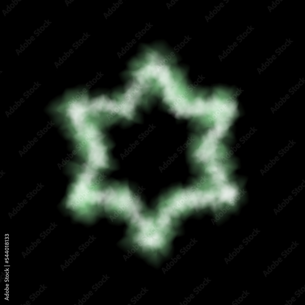 Fototapeta premium Smoke six-pointed star. Isolated on black background. Vector illustration.