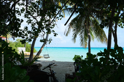 Fototapeta Naklejka Na Ścianę i Meble -  Dhiffushi is the most eastern inhabited island of the Maldives and witnesses the sunrise first in the country. Beautiful afternoon scene.