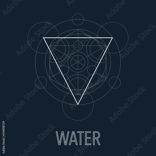 The symbol of the fire, one of the symbols of alchemy. Alchemy element, line, triangle and circle symbols. Sacred geometry magic sign futuristic vector design. One of the four elements.