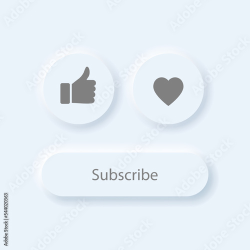 vector illustration for like and subscribe button in neumorphism style