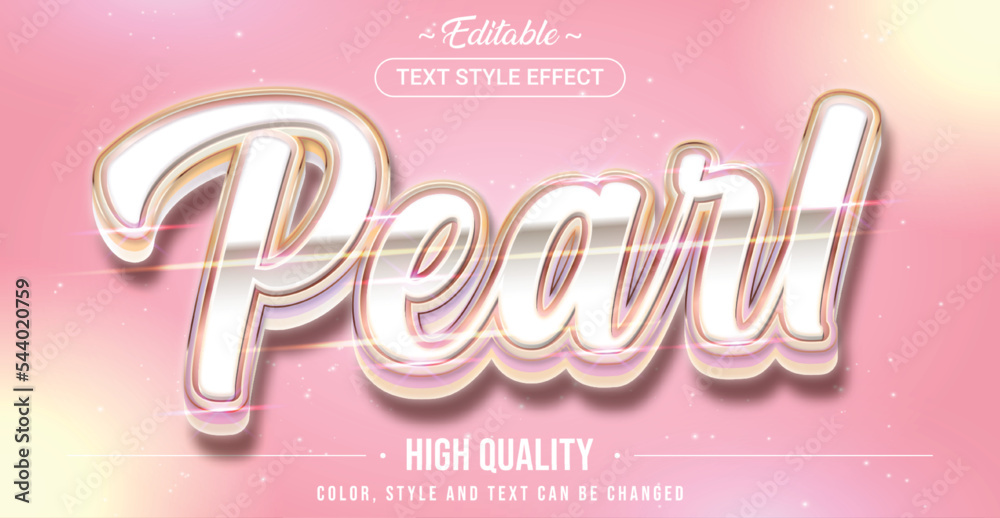 Editable text style effect - Pearl text style theme.