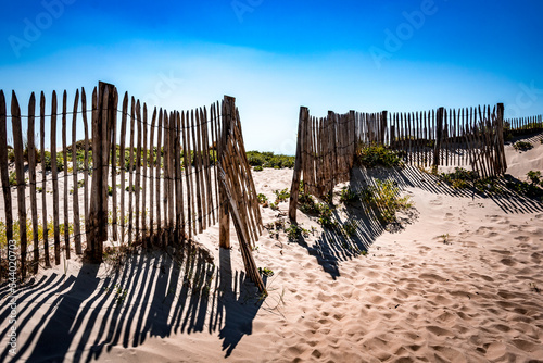 Clôture dans les dunes sur une plage du nord dans le Pas de Calais 