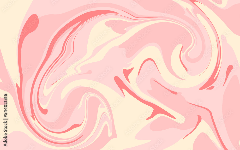 イチゴミルクのマーブル　テクスチャ　混ざる液体　マーブリング　抽象的な背景装飾イラスト