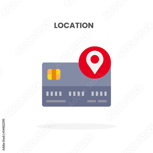 Credit Card Location flat icon. Vector illustration on white background. Can used for web, app, digital product, presentation, UI and many more.