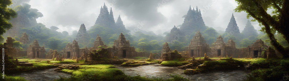 Artistic concept illustration of an Aztec temple, background illustration. Artistic concept illustration of an Aztec temple, background illustration.