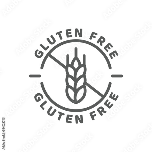No gluten black vector icon. Gluten free line symbol.