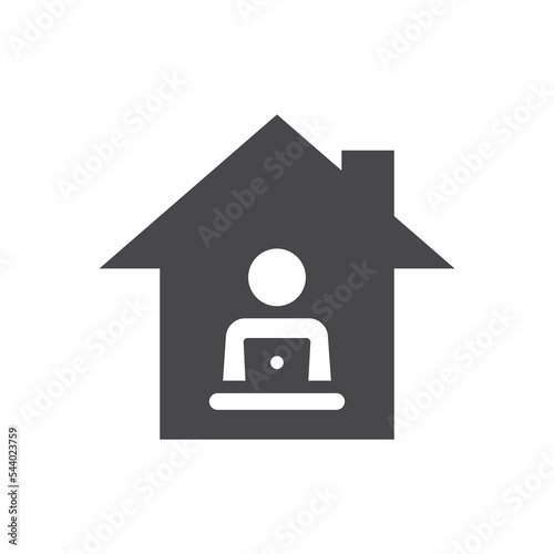 Home office black vector icon. Working from home filled symbol.