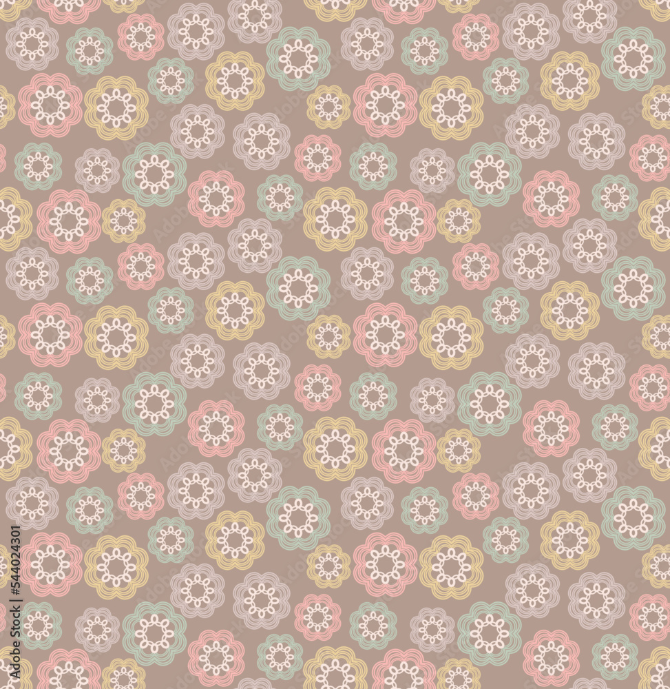 Japanese Sweet Curl Flower Line Vector Seamless Pattern

