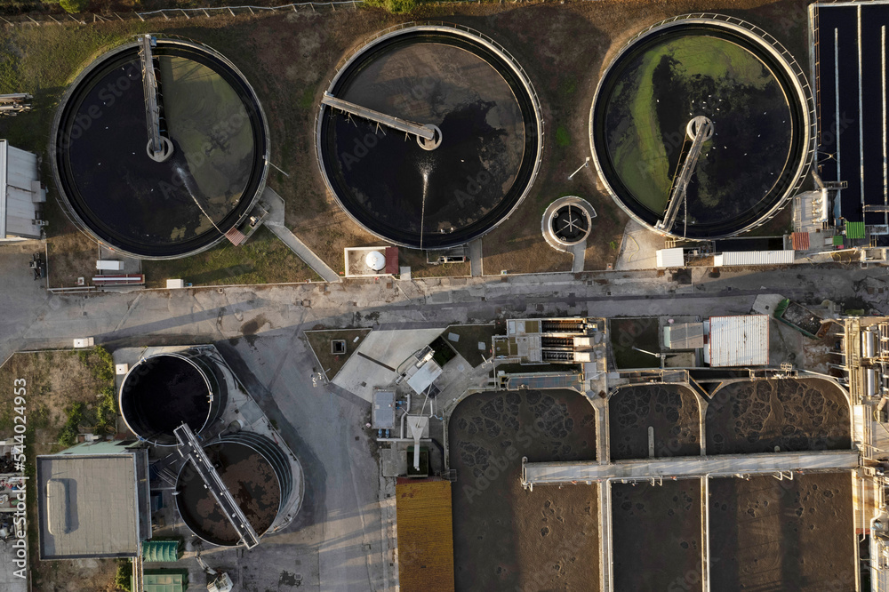Aerial documentation of city water purification plants