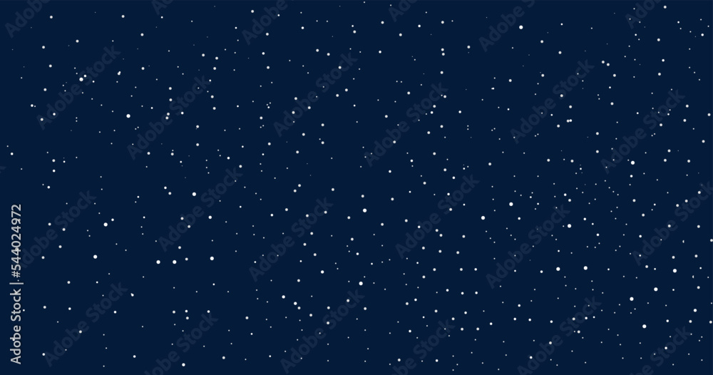 Fototapeta premium Winter New Year background with blue sky, heavy snowfall. Winter Christmas landscape with beautiful snow falling