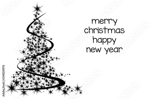 Happy Holidays! Black and white illustration with holiday decoration