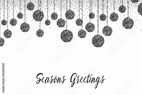 Happy Holidays! Black and white illustration with holiday decoration