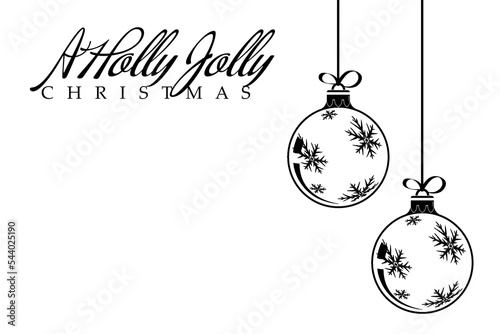Happy Holidays! Black and white illustration with holiday decoration
