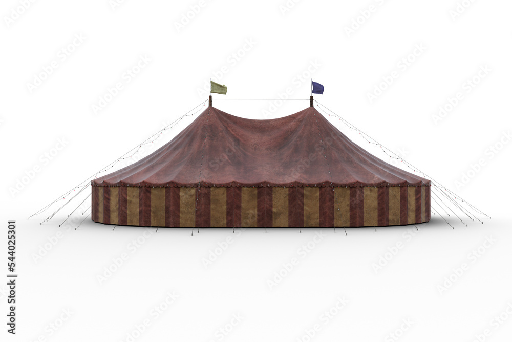 3D illustration of a circus big top tent isolated on a transparent ...