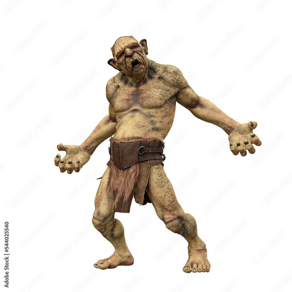3D illustration of a fantasy mythical troll creature from Scandinavian folklore looking puzzled isolated on a transparent background. 3D illustration of a fantasy mythical troll creature from Scandinavian folklore looking puzzled isolated on a transparent background.
