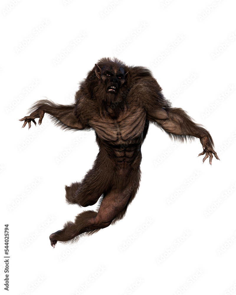 3D illustration of a werewolf mutant combination of human and wolf isolated on white. 3D illustration of a werewolf mutant combination of human and wolf isolated on white.