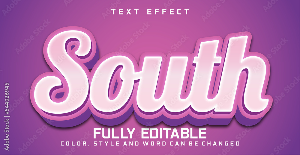 Editable South text style effect, colorful text concept