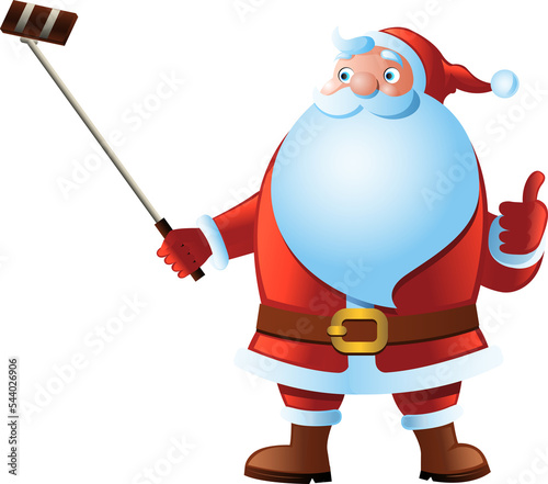 Clipart of cartoon version of santa claus selfie in christmas season,vector illustration