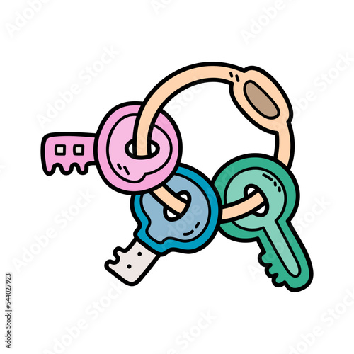 Vector icon illustration of doodle baby keys rattle 