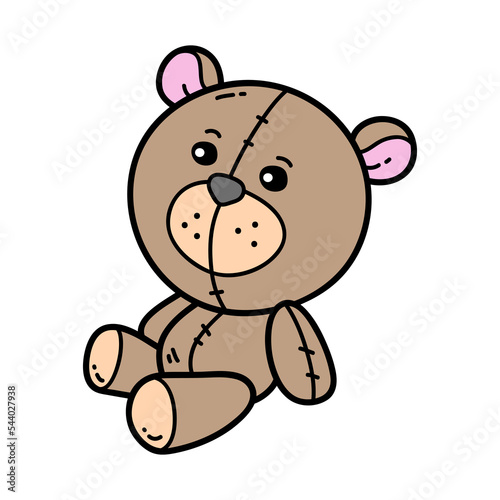 Vector icon illustration of doodle teddy bear baby toy