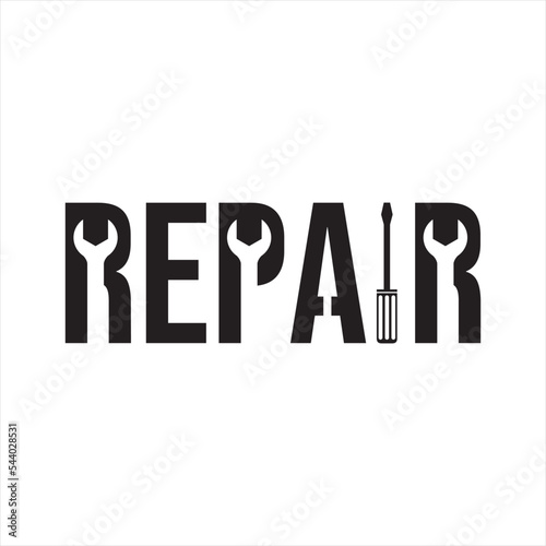 Repair letter logo design illustration. Isolated on a white background. Repair logo design