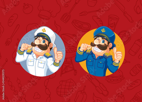 Captain character design vector illustration. Human character illustration. Comic book style imitation. Pro Vector