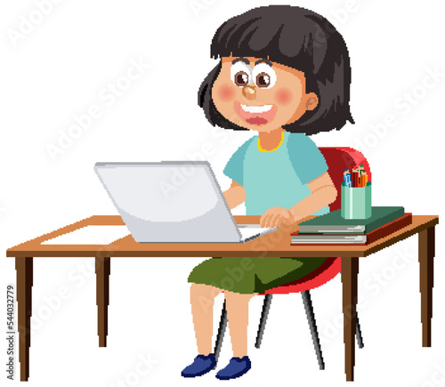 A girl sitting in front of laptop