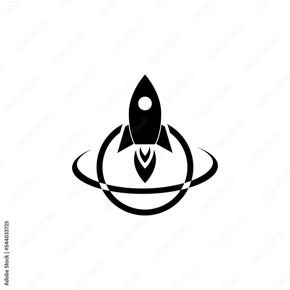 Fototapeta premium Planet Rocket Space Ship icon isolated on white background